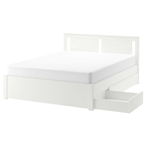 Songesand bed frame with cheap 2 storage boxes